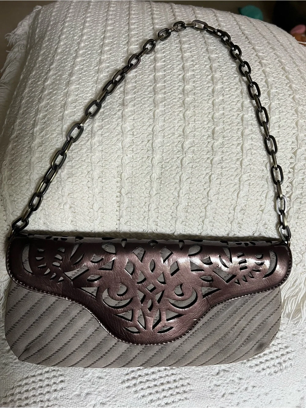 Taupe & Bronze shoulder/clutch bag